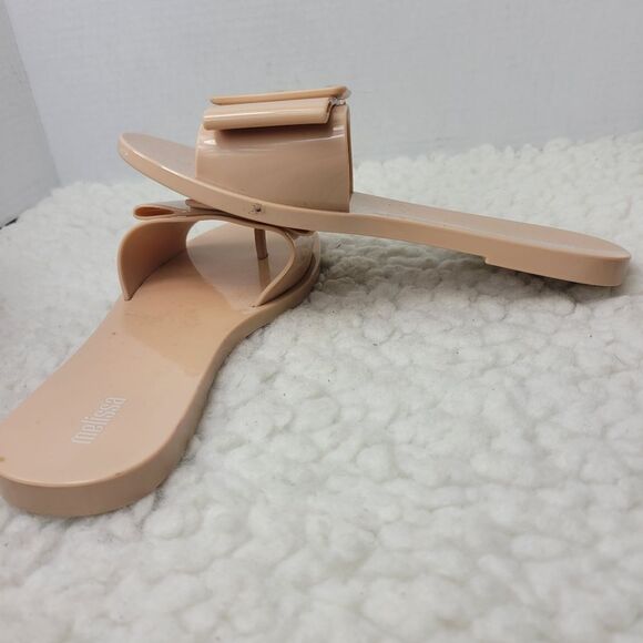 Melissa Babe Women's Slide Sandals Size 6 Pink Open Toe Bow Accent Slip On Shoe - Picture 6 of 9
